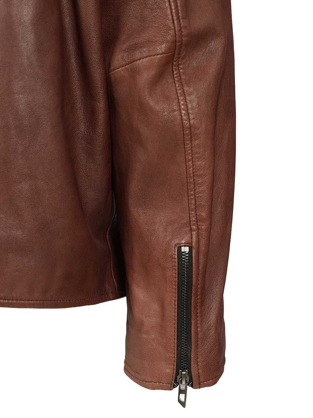Diesel Leather Jacket Coats - Marrone | 16e1bb534e06de279c3860e48823d2807a577b6e