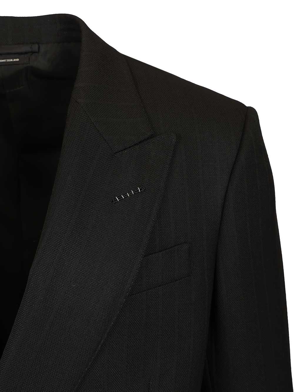 Tom Ford Solid Satin Stripe Double Breasted Jacket Giacche - Nero | 8aa5c3b5a39c2342798ffbfc5c390513e3d58a44