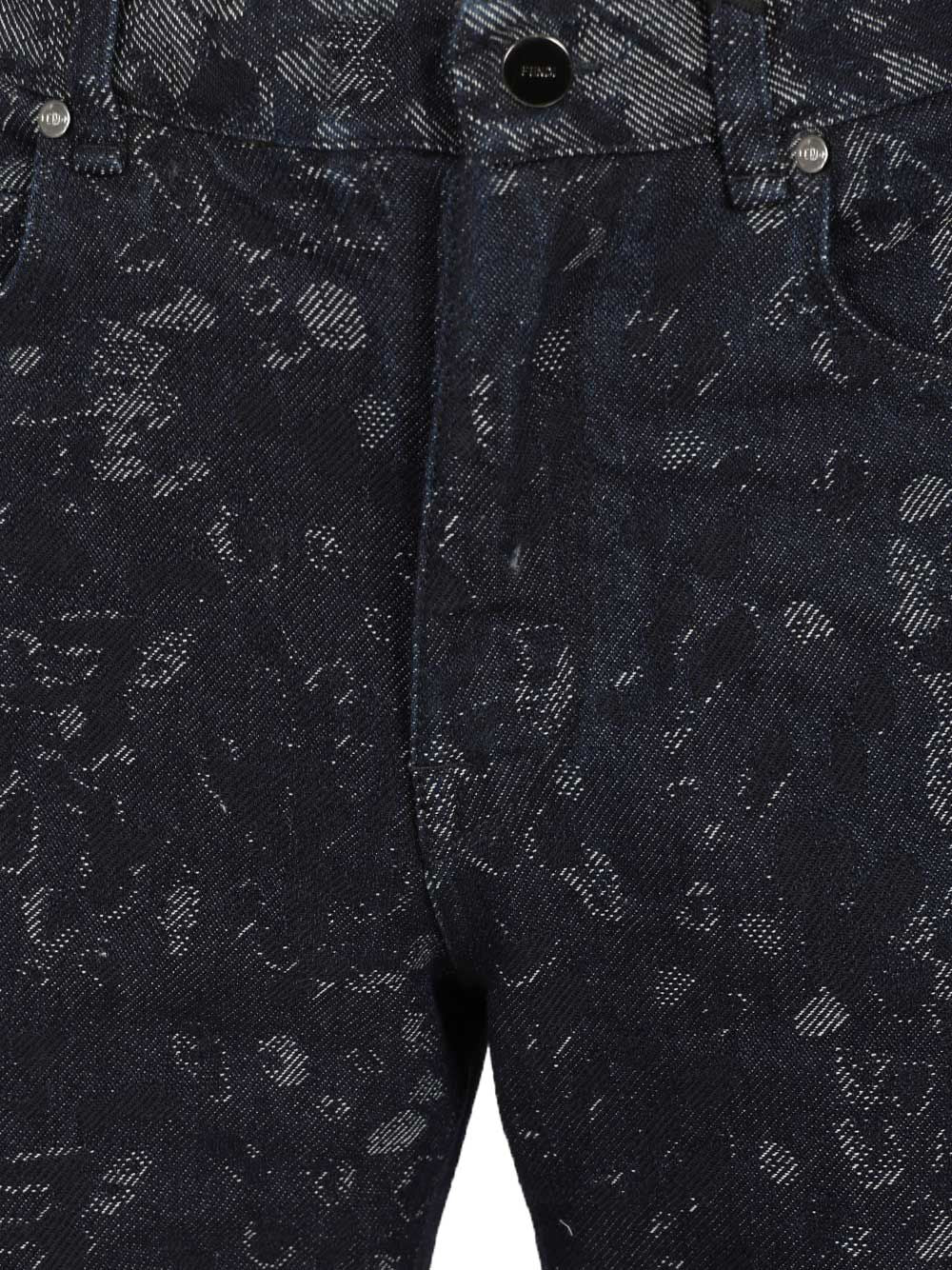 Fendi Jacquard Jeans - Blu | 5925f1754a9e54d5a190e70a3a51bf883c42d2b8