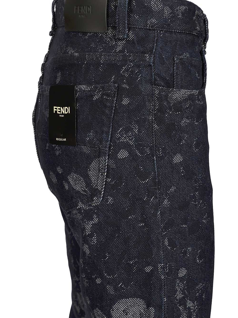 Fendi Jacquard Jeans - Blu | 8bb4a00008c8fb3975b66887acf285c83cfe5237