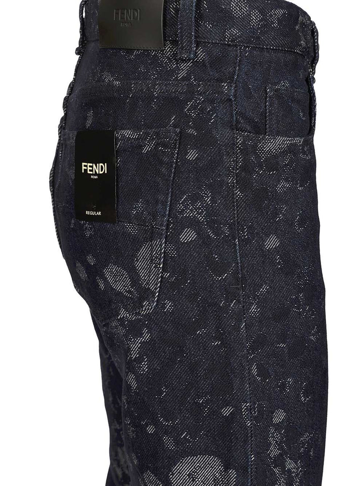 Fendi Jacquard Jeans - Blu | 8bb4a00008c8fb3975b66887acf285c83cfe5237