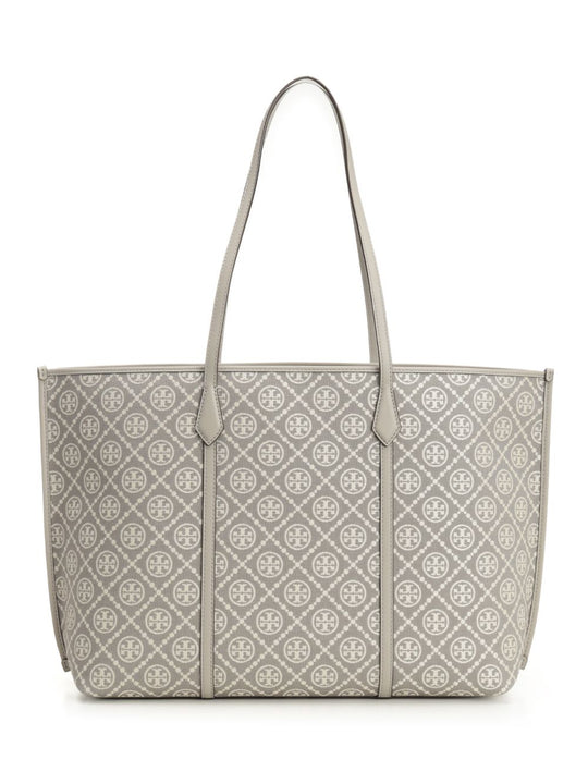 Perry T Monogram Tote Shoulder Bags Grey