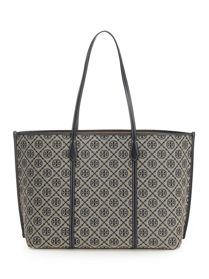 Tory Burch T Monogram Zip Tote Shoulder Bags - Blu | e21d53920fdf29f5b27982bdc1c3fb59119c65a8