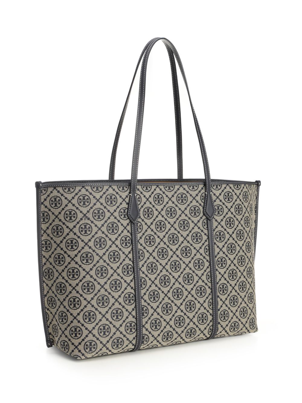 Tory Burch T Monogram Zip Tote Shoulder Bags - Blu | 9f4045eea208332977f75d94ccc413e04dbb3ce3