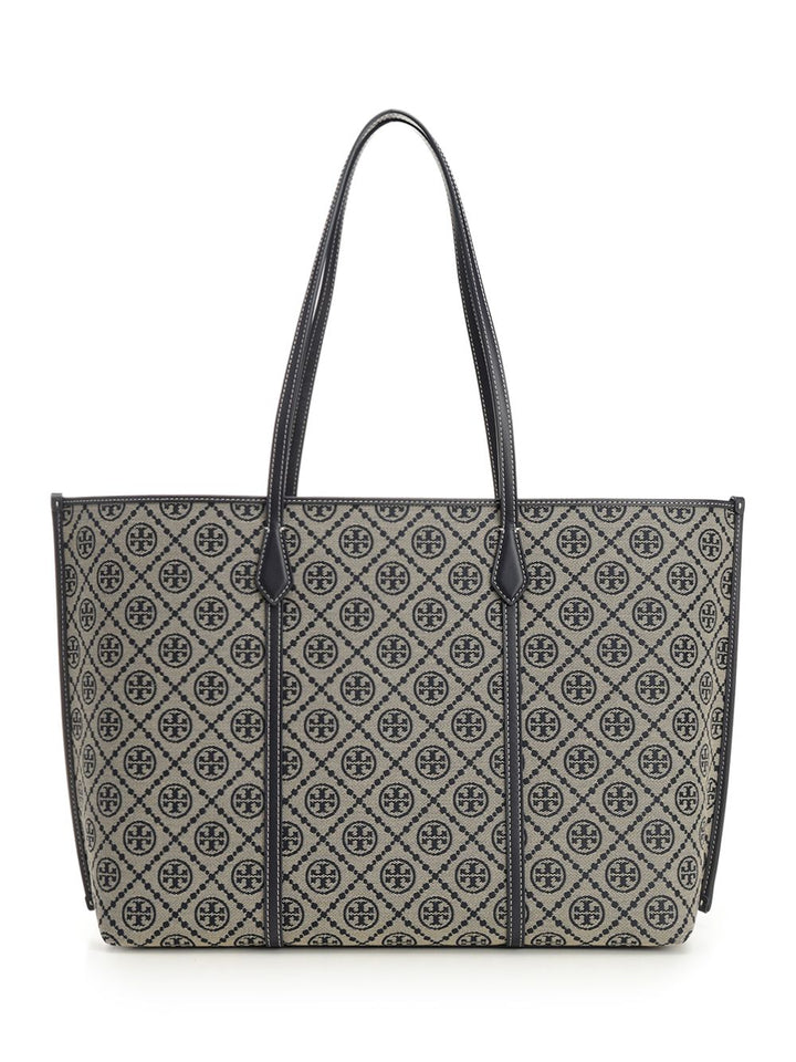 Tory Burch T Monogram Zip Tote Shoulder Bags - Blu | 419a381c52fdeaac314cffc0420804b41bdb8c19
