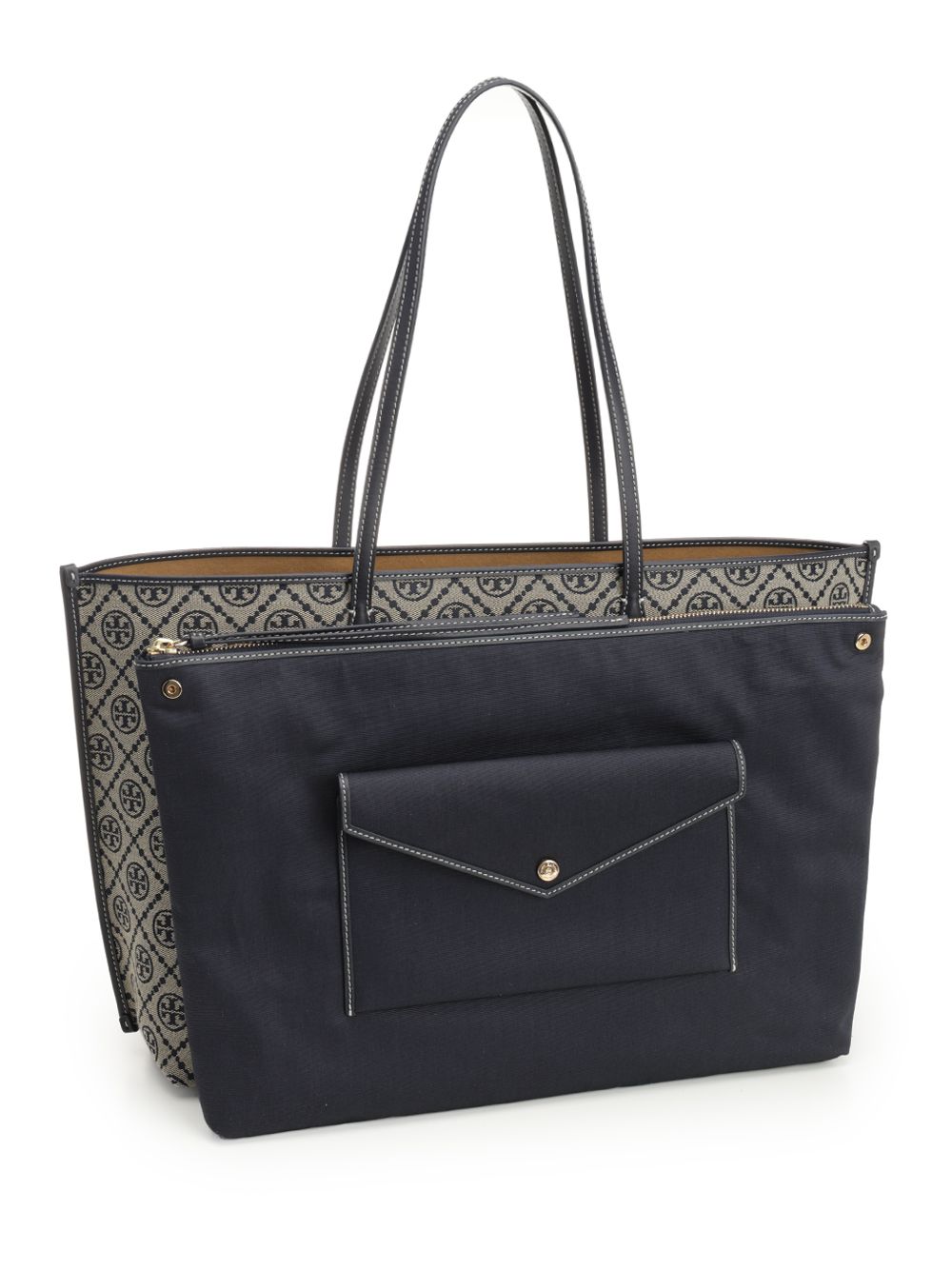 Tory Burch T Monogram Zip Tote Shoulder Bags - Blu | c8aae99bfff795e3b8deb45ed520af6e2f25d790