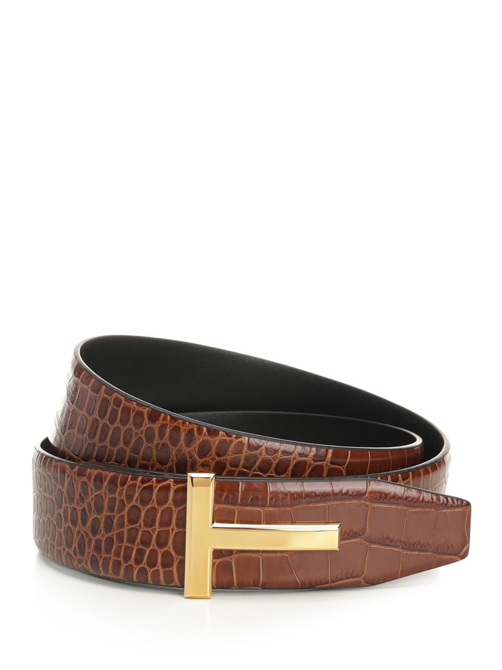 Tom Ford Reversible T-Belt Cinture - Marrone | 1cfb9eaf4197de7afc6857bcac2a8d80b1542d55