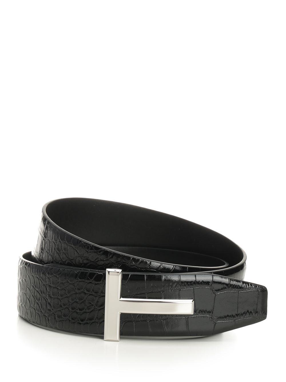 Tom Ford Reversible T-Belt Cinture - Nero | 947bacc46d1f8b0b2cd3b1e9e1c55bf6c3ab533c