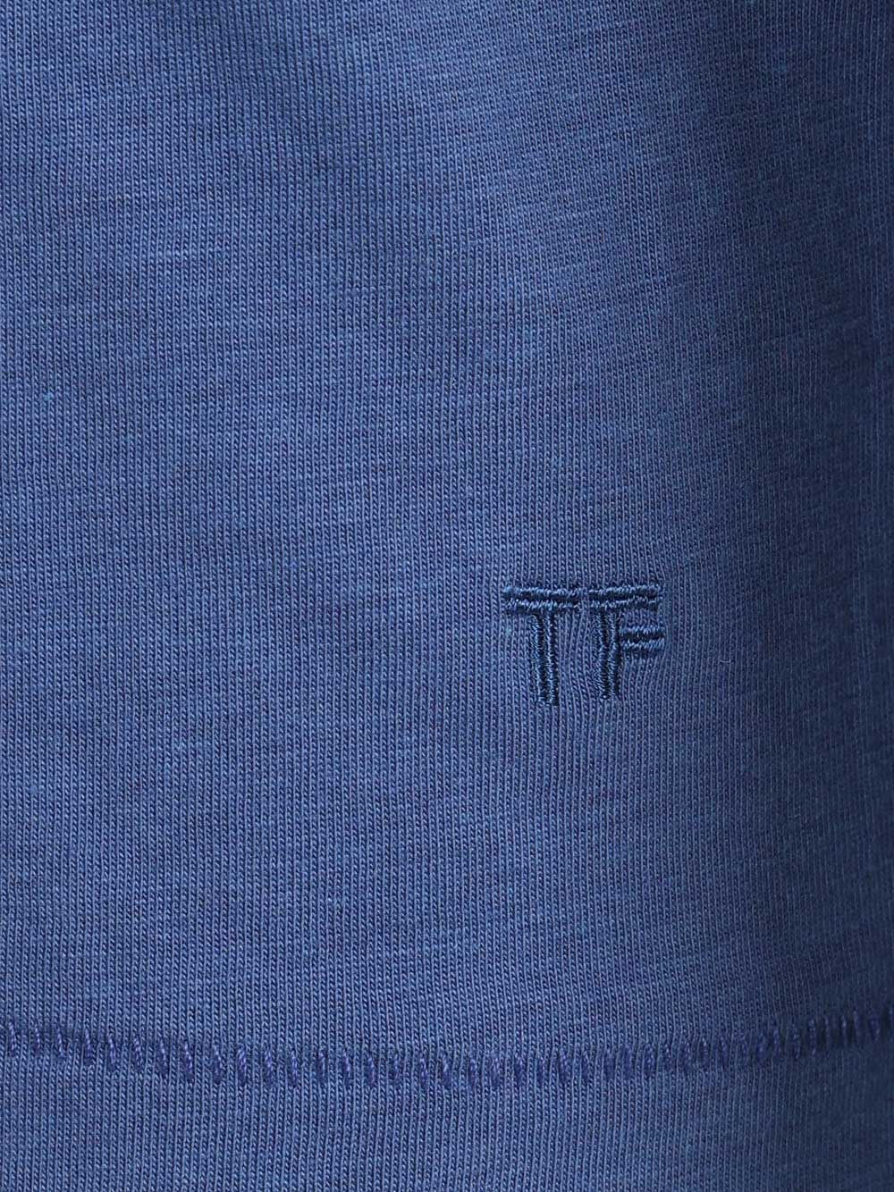Tom Ford Lyocell Cotton Short Sleeve Crewneck T-Shirt - Blu | 7b376a16675332862e42f2f2a2326fabfa5ac6e5