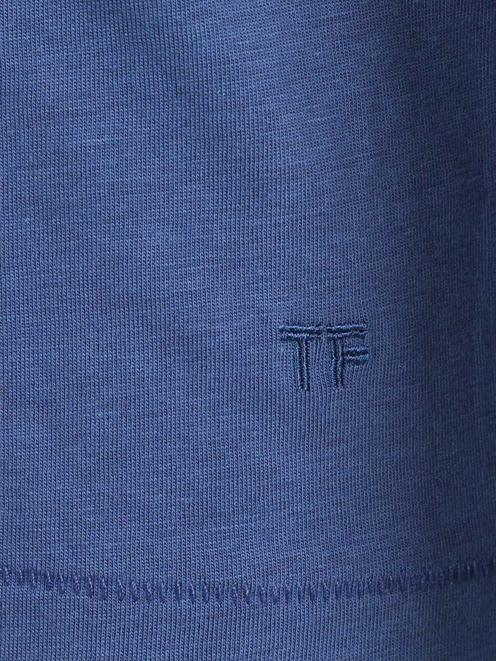 Tom Ford Lyocell Cotton Short Sleeve Crewneck T-Shirt - Blu | 7b376a16675332862e42f2f2a2326fabfa5ac6e5