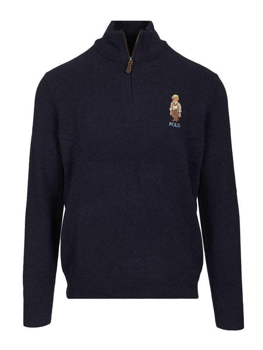 Polo Bear Zip-Up Sweater Knitwear Blu