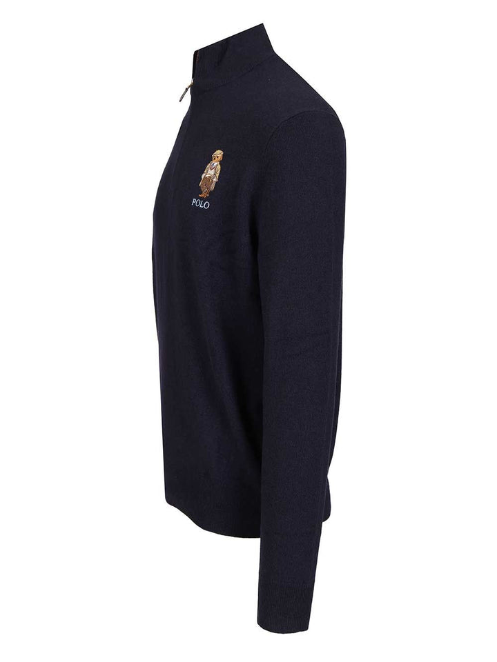 Polo Ralph Lauren Polo Bear Zip-Up Sweater Knitwear - Blu | 04d3ce60706ebe1d1db0d9dc5aee2574b87cf8d3