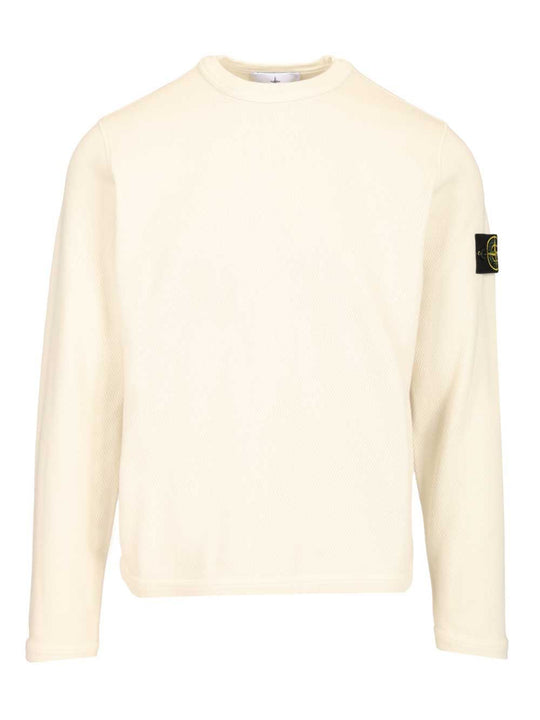 Mesh Stitch Organic Cotton Fleece T-Shirt Bianco