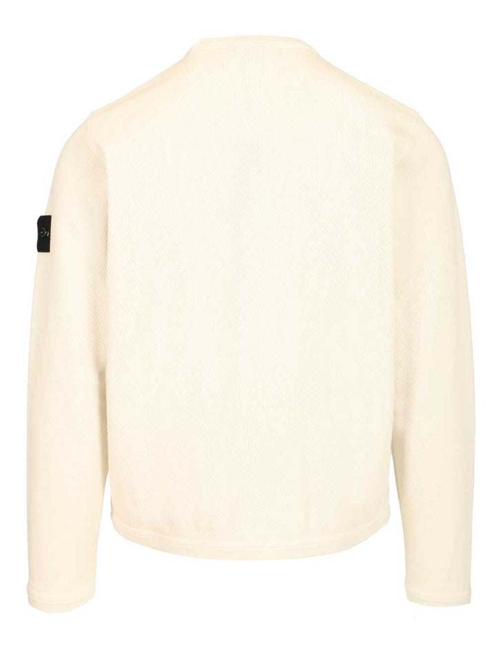 Stone Island Mesh Stitch Organic Cotton Fleece T-Shirt - Bianco | 3e9ac898d332abefff609449aa72ec6ed4998038