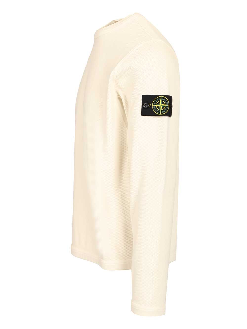 Stone Island Mesh Stitch Organic Cotton Fleece T-Shirt - Bianco | 0a03ef44a043806e310277f78af8bc4701efb842