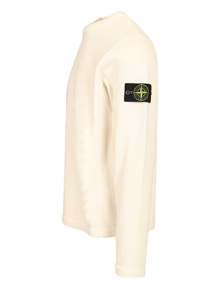 Stone Island Mesh Stitch Organic Cotton Fleece T-Shirt - Bianco | 0a03ef44a043806e310277f78af8bc4701efb842