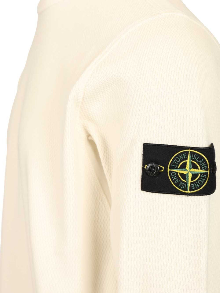 Stone Island Mesh Stitch Organic Cotton Fleece T-Shirt - Bianco | 88d6af2096d0c182e2acf2487e40ea22c01b507b