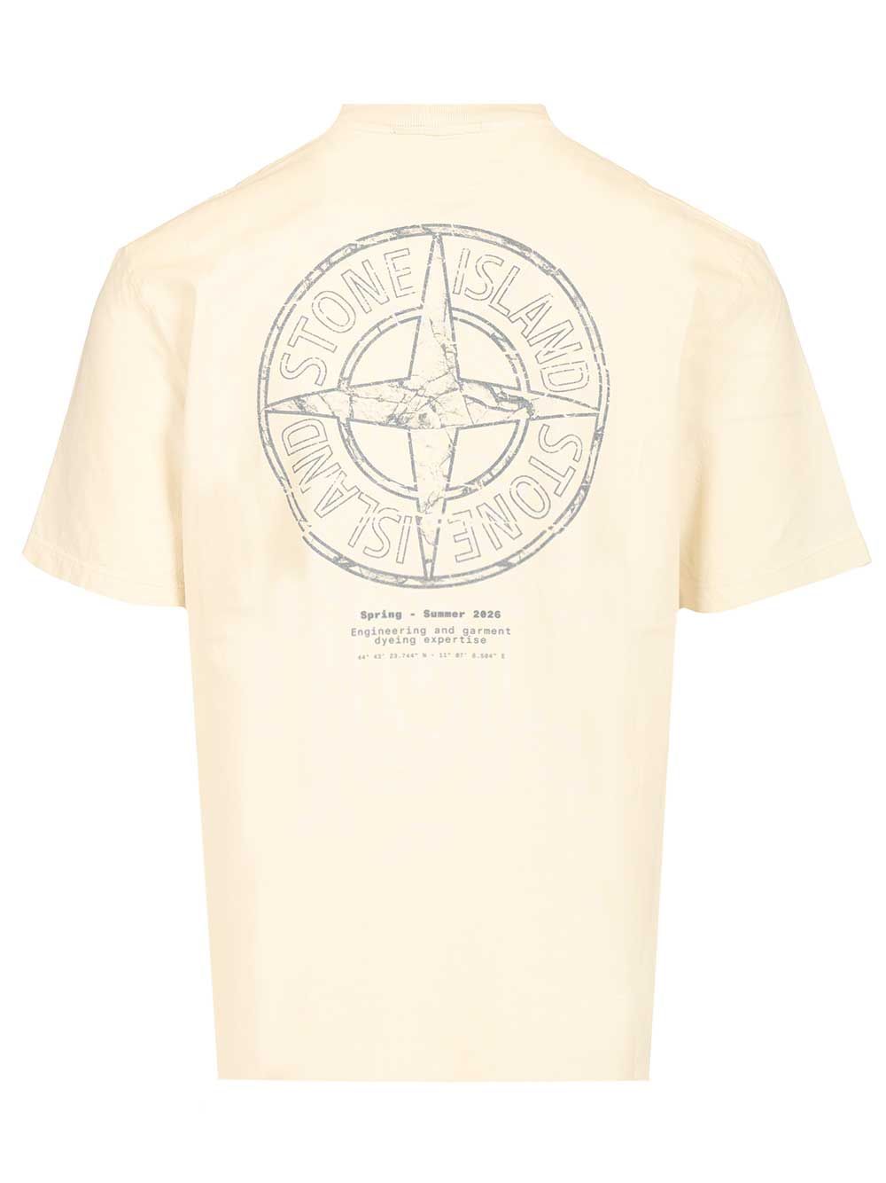Stone Island Camo Compass T-Shirt - Bianco | 74bd8740cc988defde2bbb308cea439b3c33c739