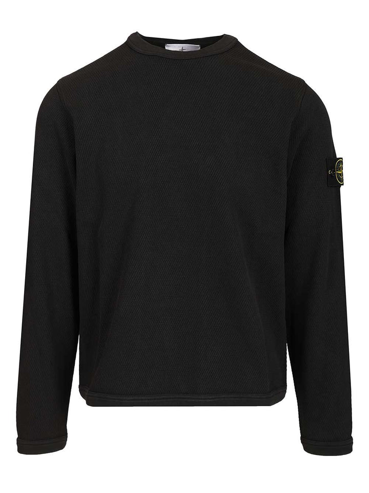 Stone Island Mesh Stitch Organic Cotton Fleece T-Shirt - Nero | 054362572bc02af7ab6ca8ab1af2804a7f14dfab