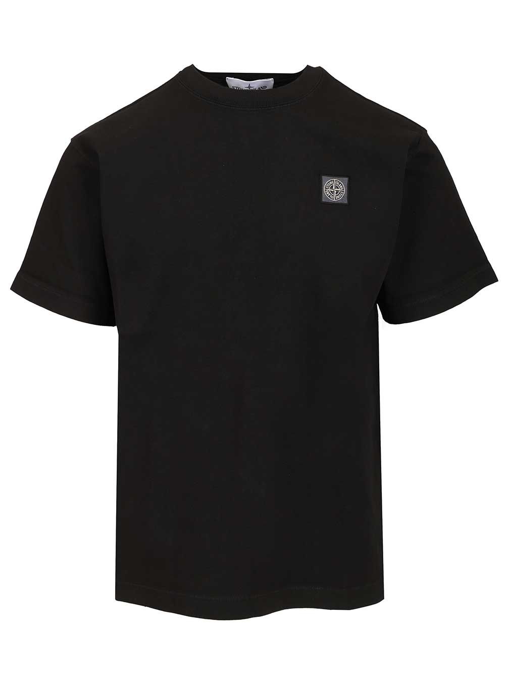 Stone Island Ss  Combed Organic Cotton Jersey, Garment Dyed T-Shirt - Nero | 9ff82338d6c0f556915d9e01c37c7720f1b81c3f