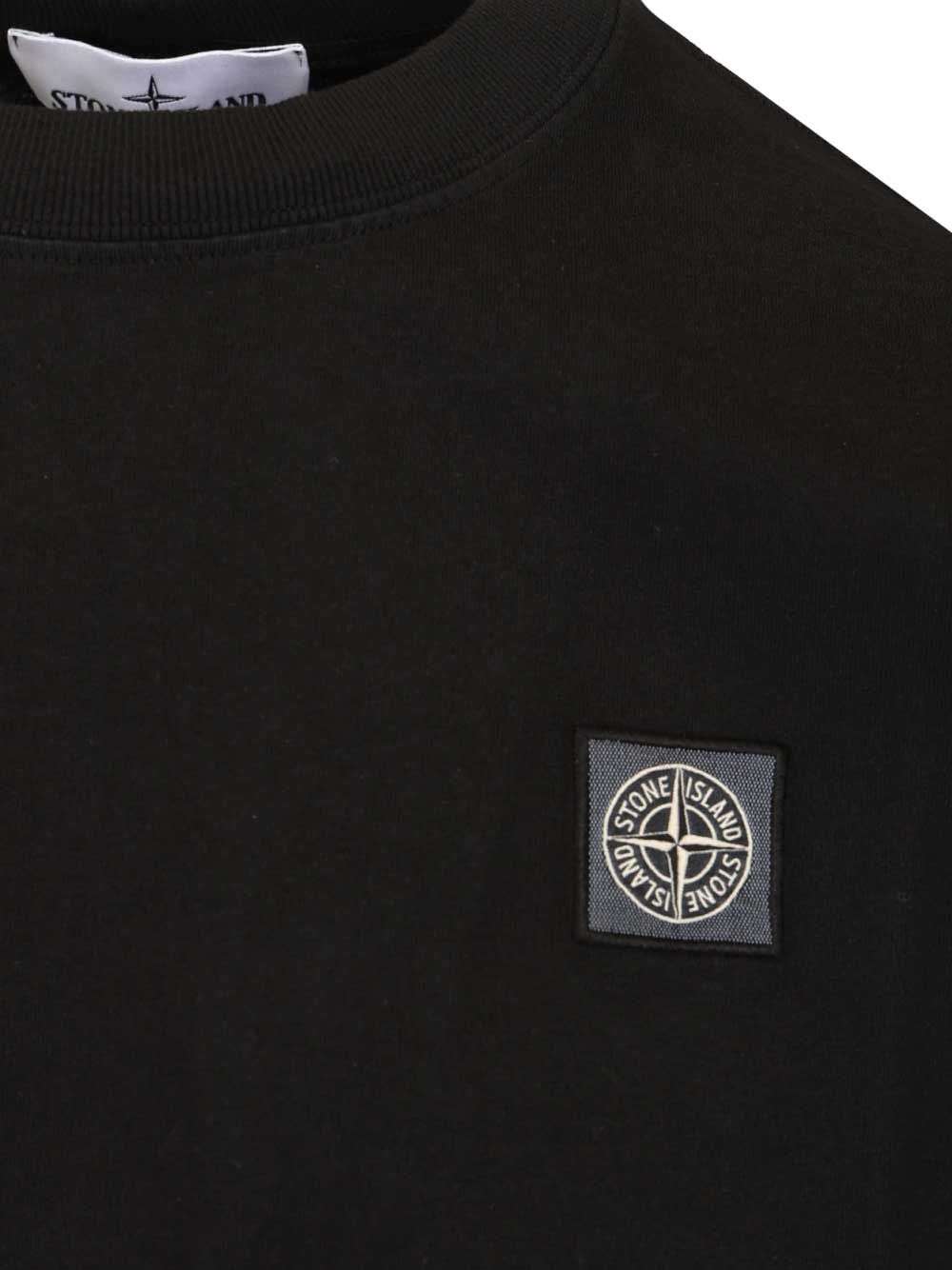 Stone Island Ss  Combed Organic Cotton Jersey, Garment Dyed T-Shirt - Nero | ee7b80a3e00d0ac8abe3d72112afe1aa30a0e654