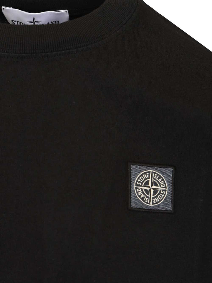 Stone Island Ss  Combed Organic Cotton Jersey, Garment Dyed T-Shirt - Nero | ee7b80a3e00d0ac8abe3d72112afe1aa30a0e654
