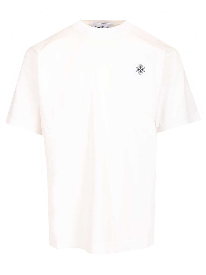 Stone Island Ss  Combed Organic Cotton Jersey, Garment Dyed T-Shirt - Bianco | 18b53c4a3277d99078d204e870c75b82eff3698e