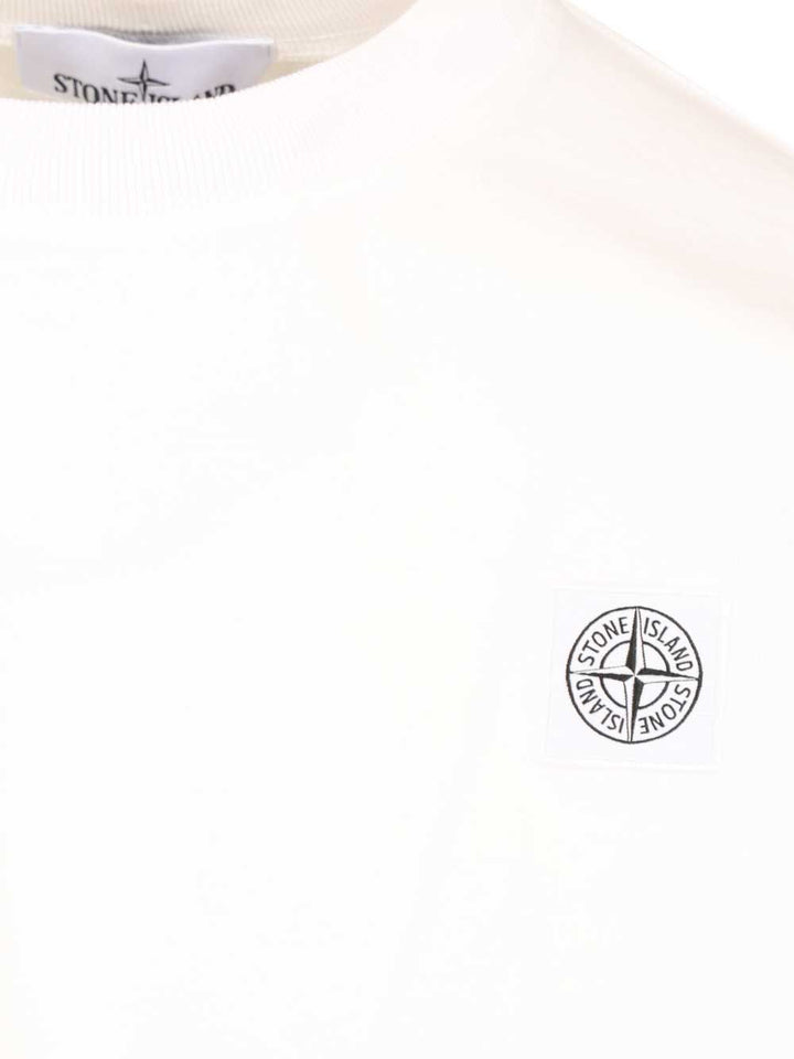 Stone Island Ss  Combed Organic Cotton Jersey, Garment Dyed T-Shirt - Bianco | 67cff880d799030c38d022432b3fe1329367bc70