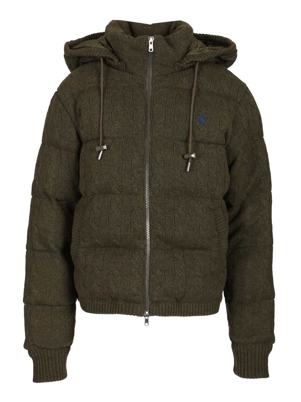 Polo Ralph Lauren Cable-Knit Wool-Cashmere Quilted Jacket Knitwear - Verde | 6408ec77d4c31827454ef2c6bf96b024aed24a2a