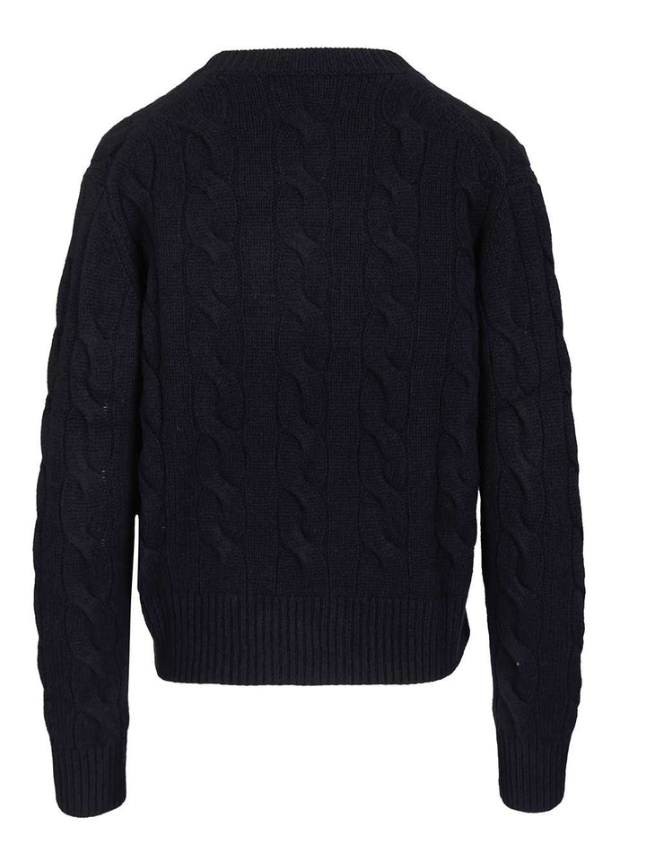 Polo Ralph Lauren Cable-Knit Sweater In Wool And Cashmere, Sweatshirts - Blu | ec947e79235404e7edef1b9ed610275577fea53e