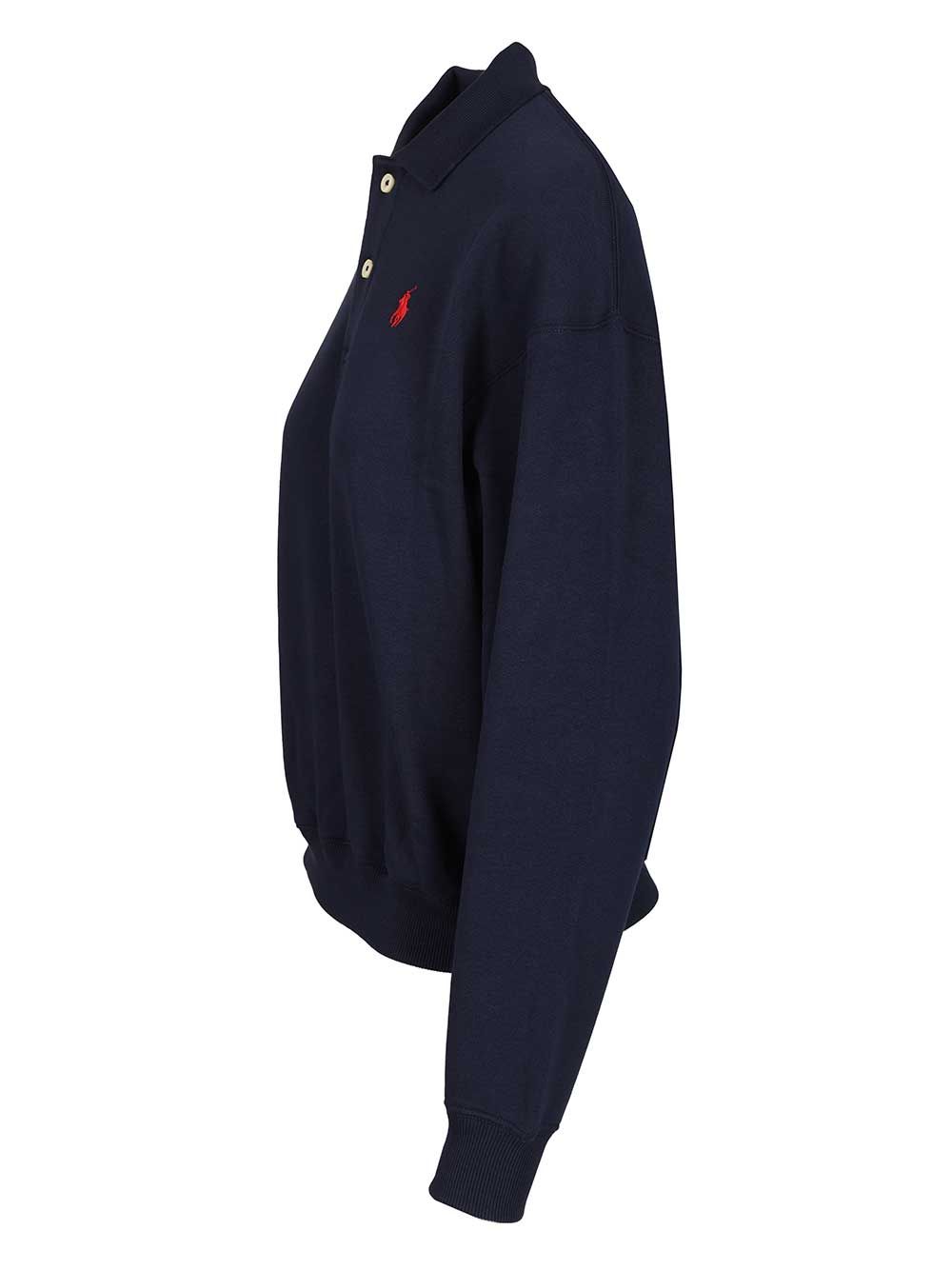 Polo Ralph Lauren Polo-Collar Fleece Pullover Knitwear - Blu | c1d0172faf749cef3285166935a07071be0cbc47