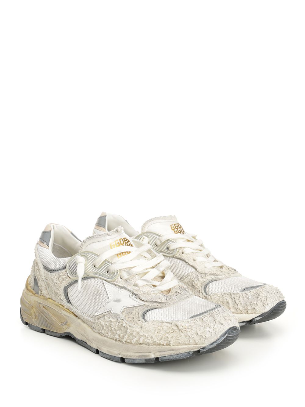 Golden Goose Deluxe Brand Running Dad New Net And Suede Upper Leather Star And Heel Suede Spur Sneakers - Bianco | bc6045550862824000d0bc8d8fec47db14d4a4fd