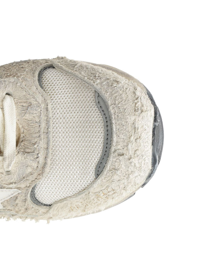 Golden Goose Deluxe Brand Running Dad New Net And Suede Upper Leather Star And Heel Suede Spur Sneakers - Bianco | 1b25f2869159a1f2a0cb4d8700e29571a7355f71