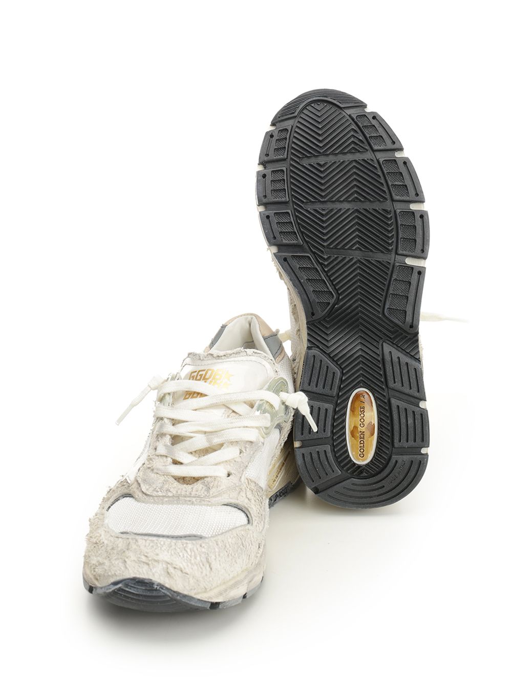 Golden Goose Deluxe Brand Running Dad New Net And Suede Upper Leather Star And Heel Suede Spur Sneakers - Bianco | ea5cea8d4c01675fb2eb718fa83ed354f18178d3