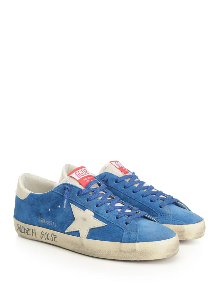 Golden Goose Deluxe Brand Super Star Suede Upper And Toe Nylon Tongue Leather Star And Heel Sneakers - Blu | c754cdba77ca2890e07ffb3e7e5650b37ce2f2da