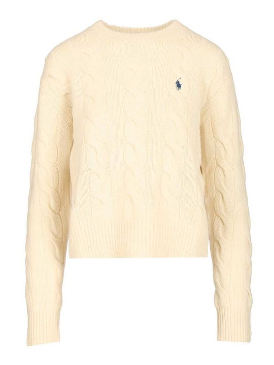Cable-Knit Sweater In Wool And Cashmere, Knitwear Bianco