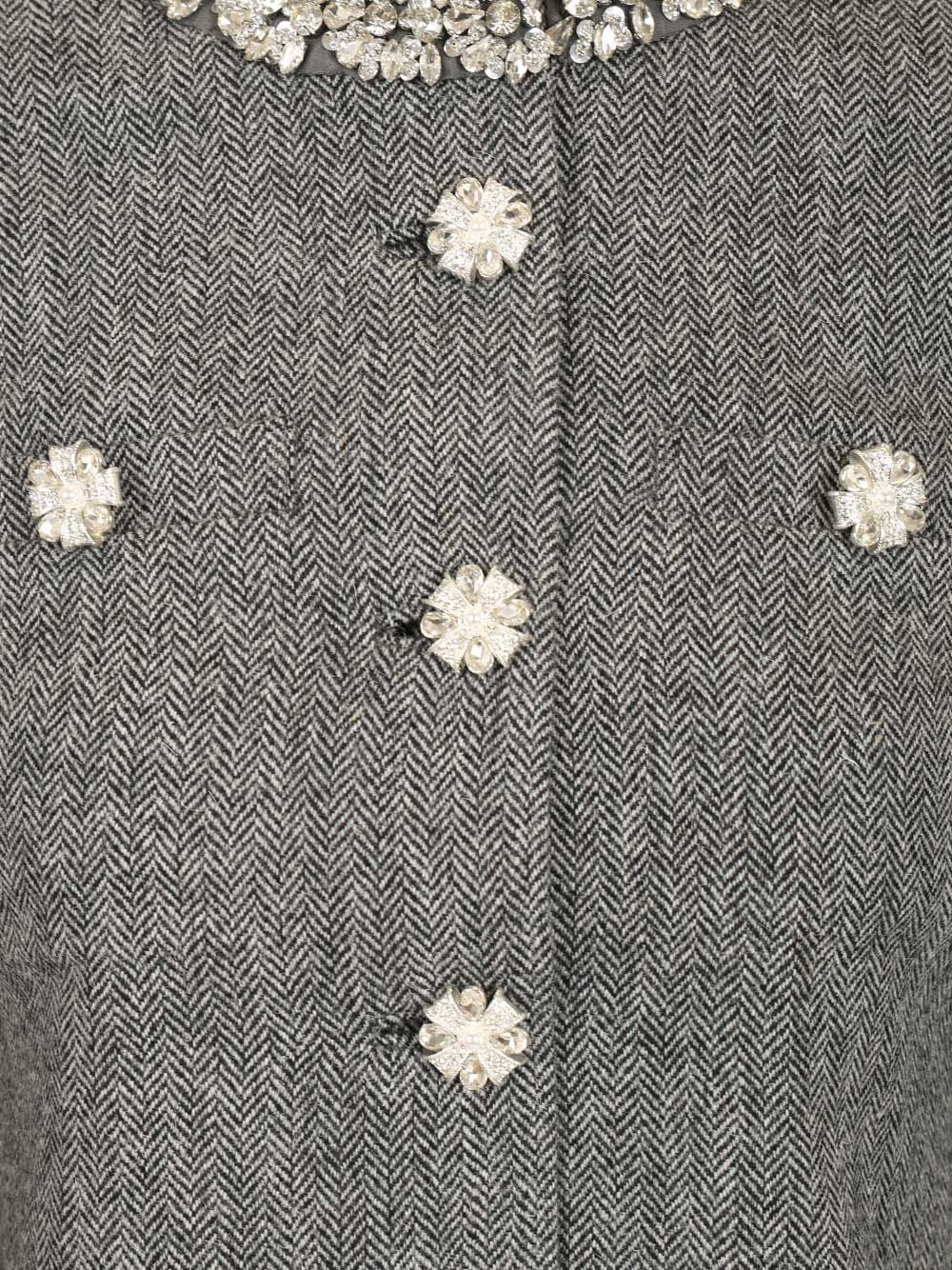 Self-Portrait Grey Herringbone Crystal Trim Jacket Giacche - Grey | 1f34625a1049ab760eda66076cd04c8c1a0381d6
