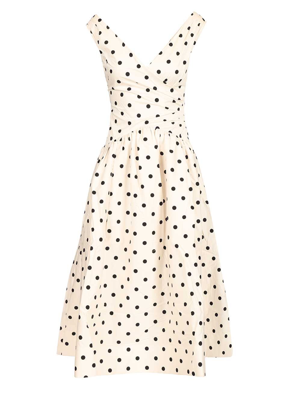 Self-Portrait Cream Polka Dot Cotton Midi Dress Abiti - Bianco | 579736d629fa2c7532f925392418f503324a21ec