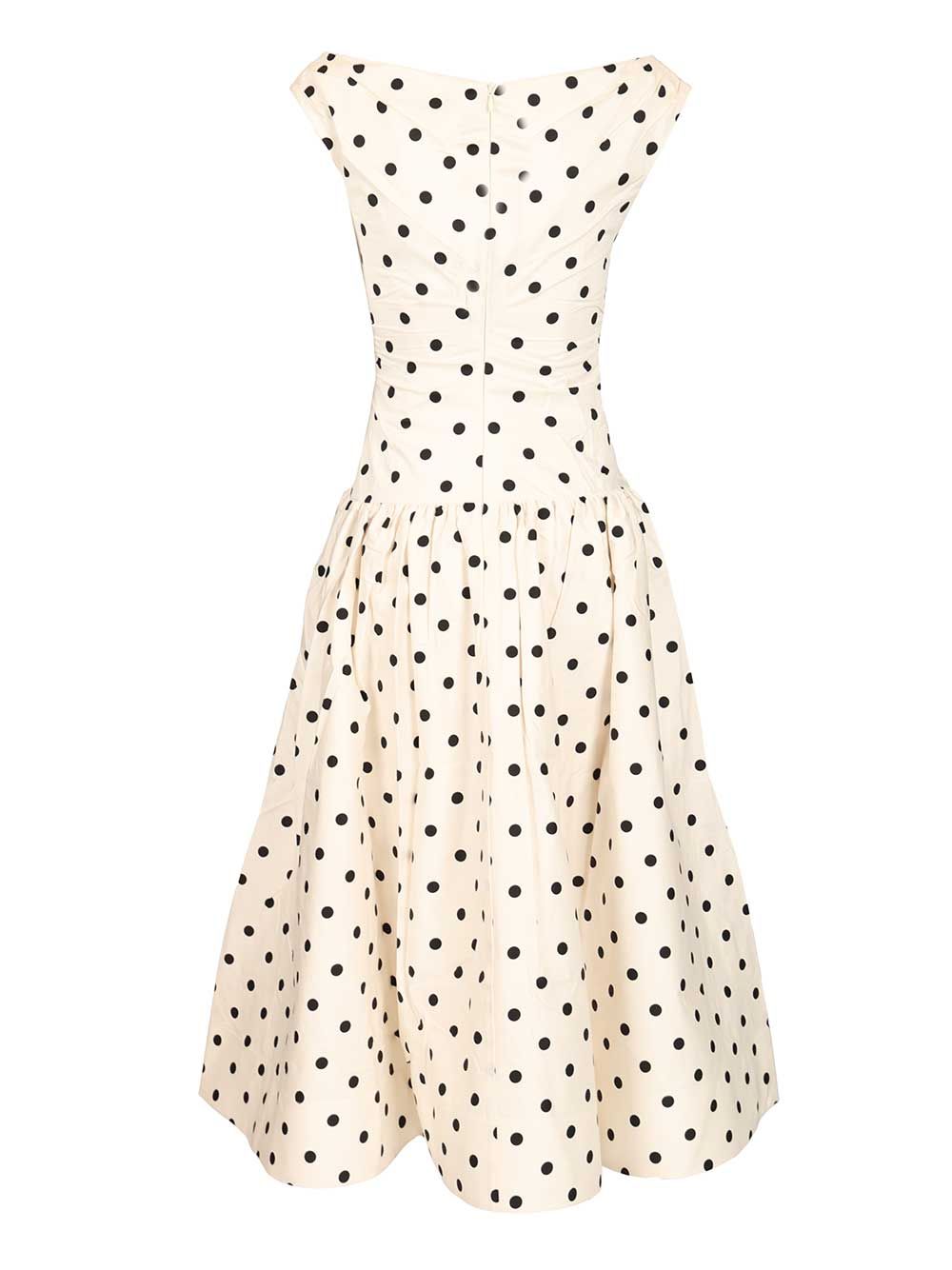 Self-Portrait Cream Polka Dot Cotton Midi Dress Abiti - Bianco | 482bdd2bc6beed0c9e5d6517f32924bc8dffd7e9