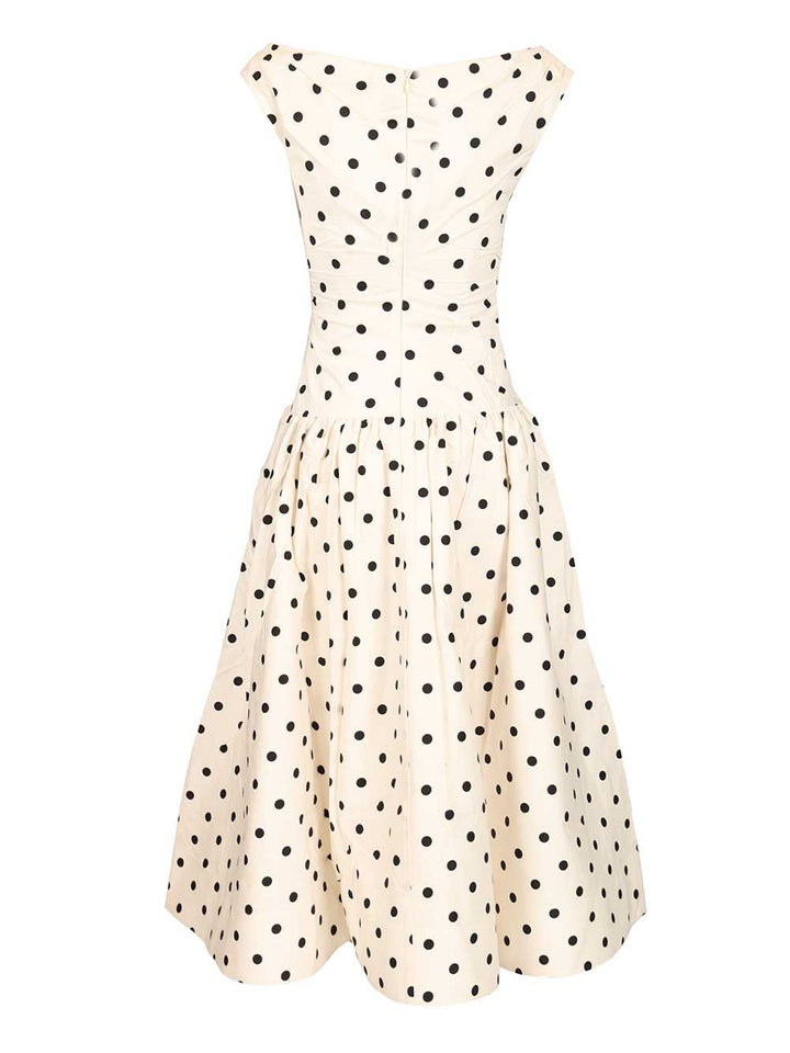 Self-Portrait Cream Polka Dot Cotton Midi Dress Abiti - Bianco | 482bdd2bc6beed0c9e5d6517f32924bc8dffd7e9