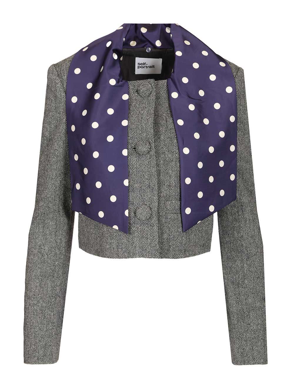 Self-Portrait Herringbone Jacket Giacche - Grey | 1208ba2581a2c011f92733efb2a4831a5c4c6764