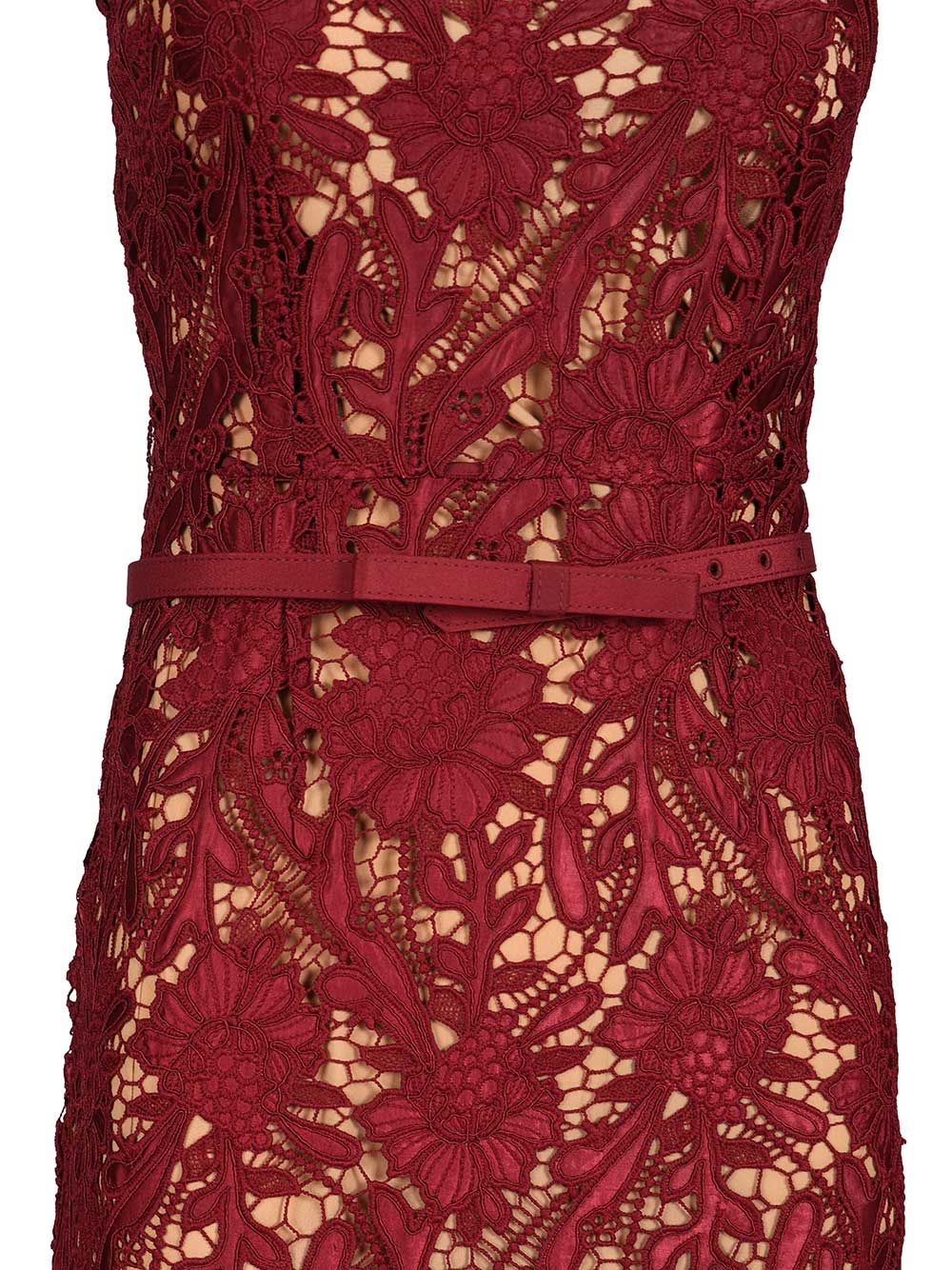 Self-Portrait Burgundy Guipure Lace Midi Dress Abiti - Bordeaux | 8568db4c49fcaaa7776a50127686d0a2fc2f0478
