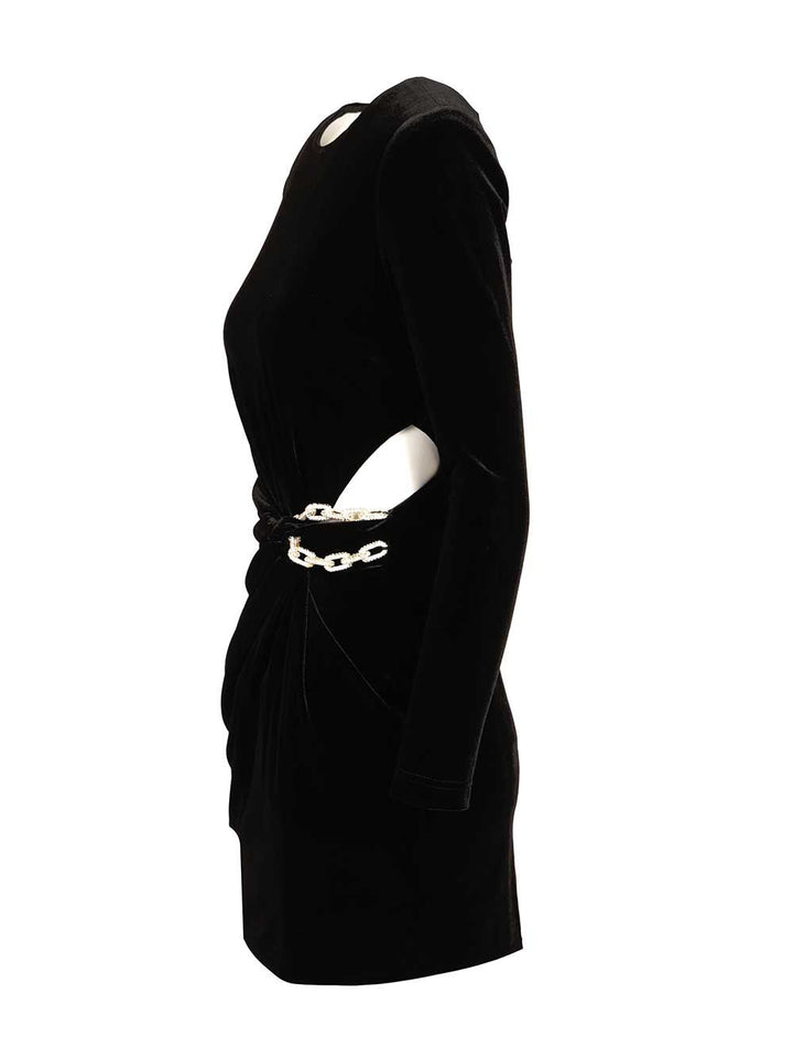 Self-Portrait Black Velvet Embellished Mini Dress Abiti - Nero | 641f458dcaae2467204538f5f8fb2fb676bacfd2