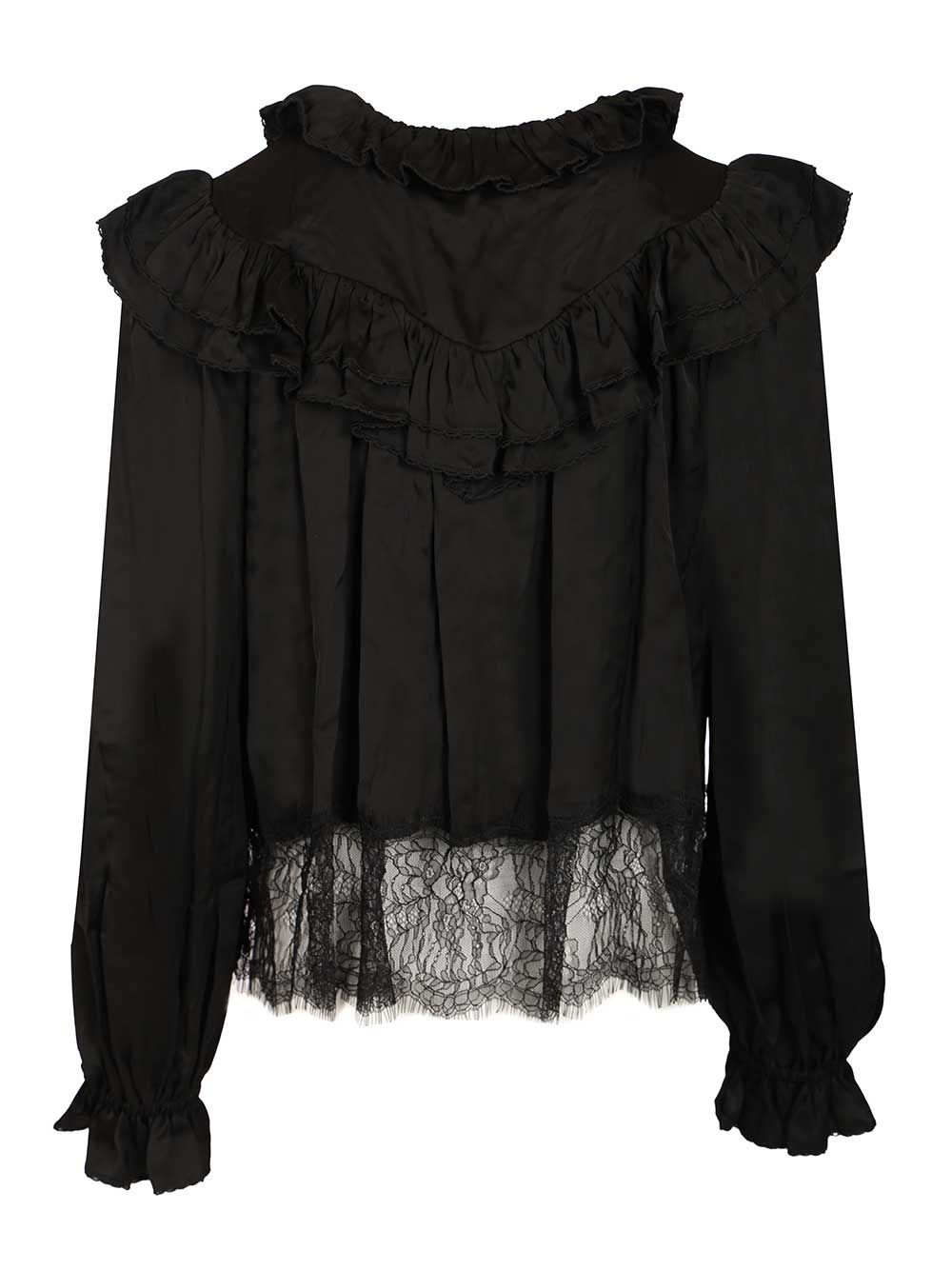 Self-Portrait Black Viscose Lace Blouse Shirts - Nero | df34d1238bc11e26bb7c55bf331187359367cbd4