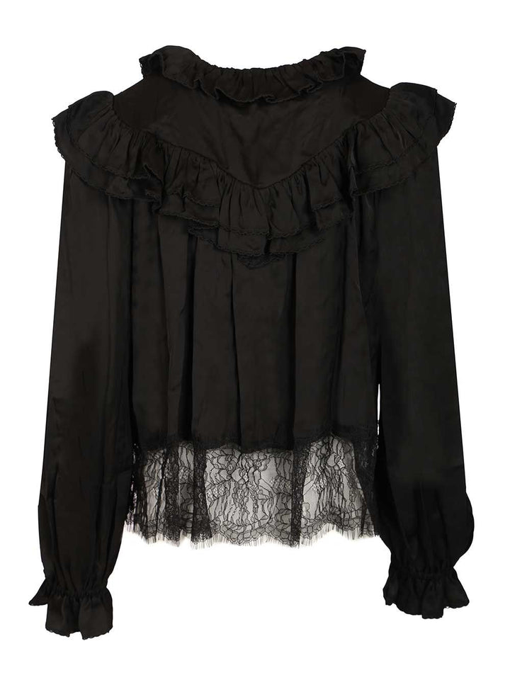 Self-Portrait Black Viscose Lace Blouse Shirts - Nero | df34d1238bc11e26bb7c55bf331187359367cbd4