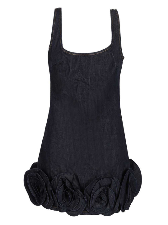 Indigo Denim 3d Flower Mini Dress Abiti Blu