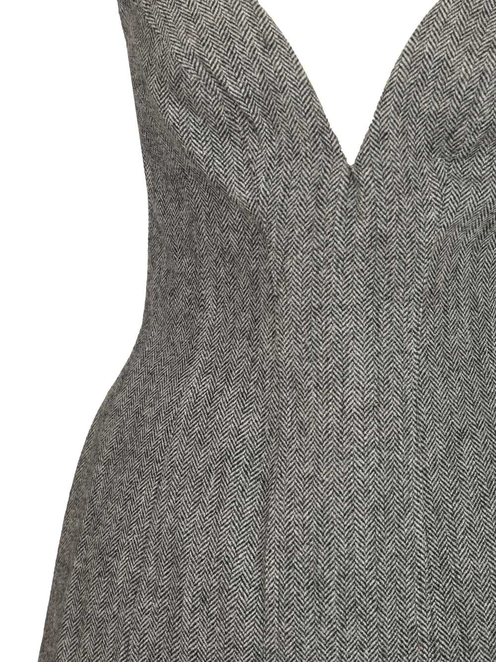 Self-Portrait Grey Bandeau Herringbone Mini Dress Abiti - Grey | 7828959cfe29d12fae8bd849db3344a5a609dd47