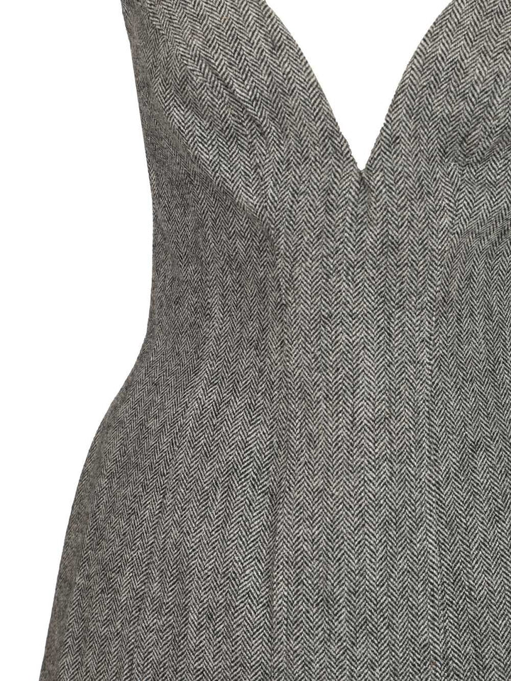 Self-Portrait Grey Bandeau Herringbone Mini Dress Abiti - Grey | 7828959cfe29d12fae8bd849db3344a5a609dd47