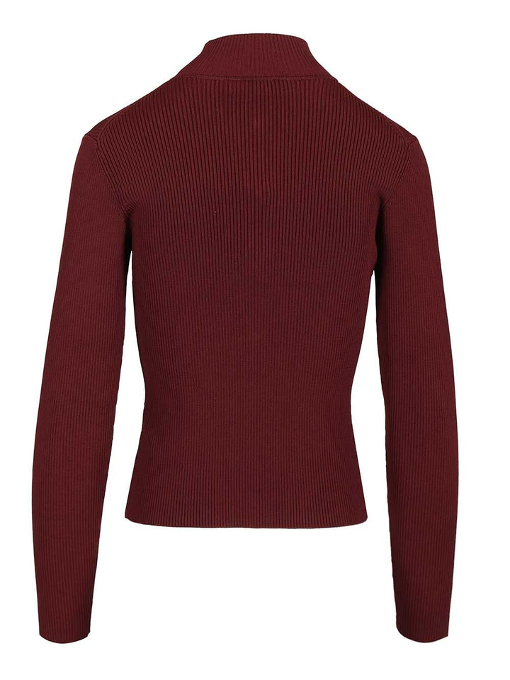 Self-Portrait Burgundy Keyhole Knit Top Knitwear - Bordeaux | 4a0fc5a675bc0e7f6d988e1f3fb3278688706491