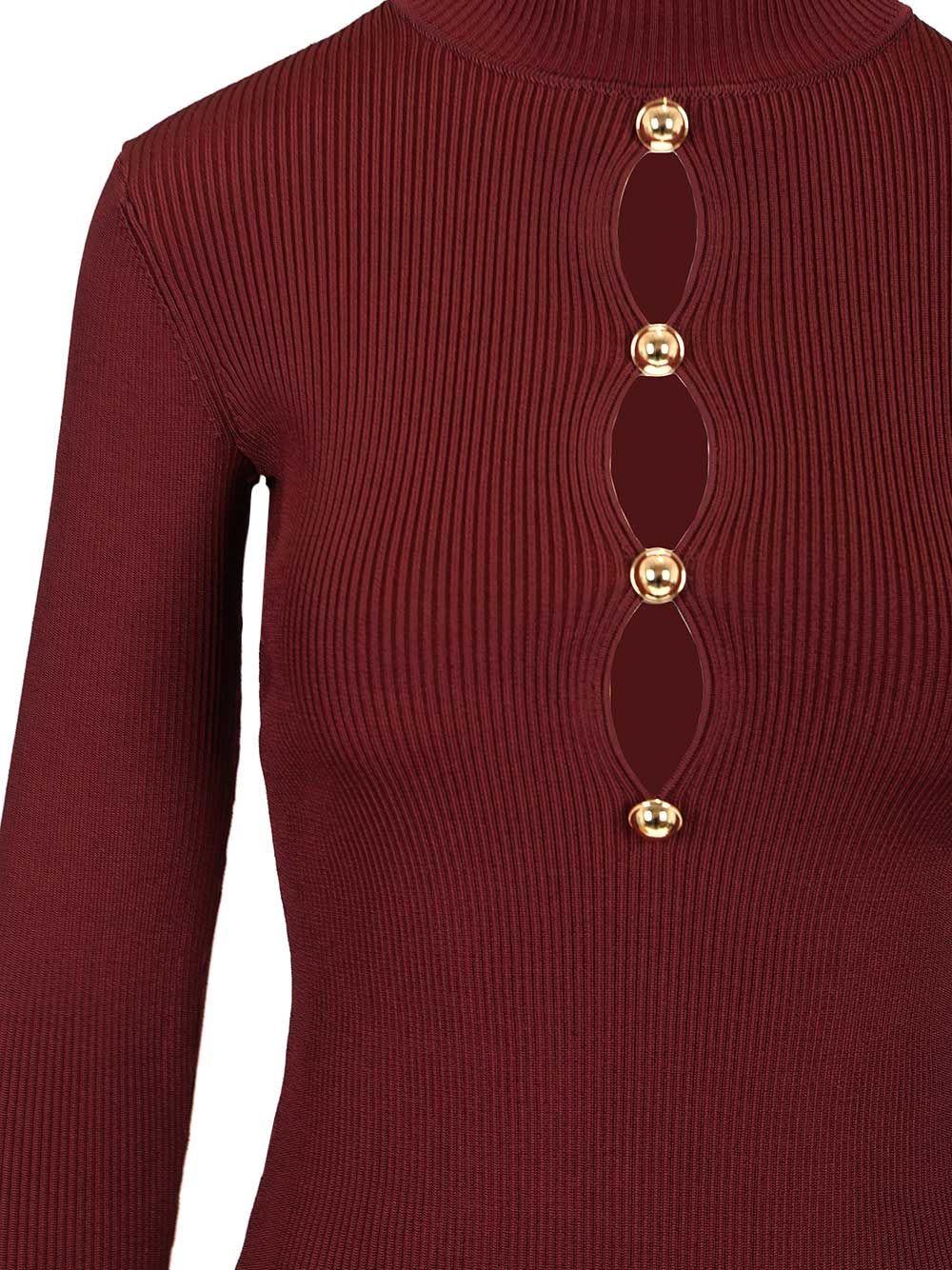 Self-Portrait Burgundy Keyhole Knit Top Knitwear - Bordeaux | fb5cfc8b9a4324033809b88dd4e0f6d03090ebb2